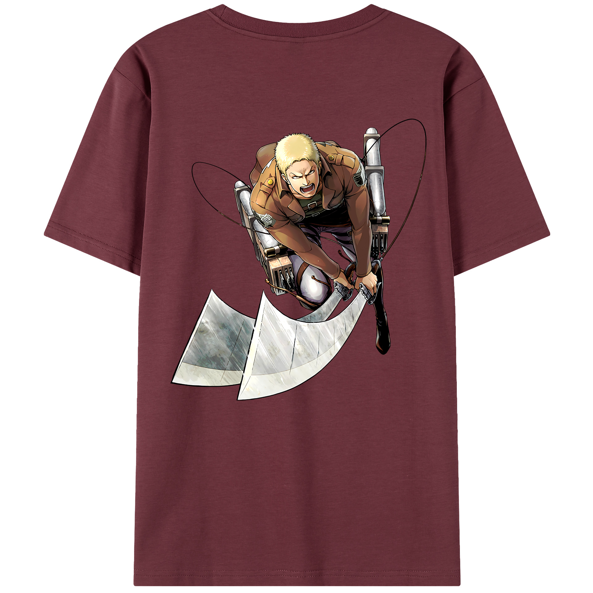 （画像用） 進撃の巨人 ライナー・ブラウン Attack on Titan Reiner Braun 綿100％半袖Tシャツ（背面プリント）